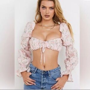 House of CB Pink Floral Bralette Blouse